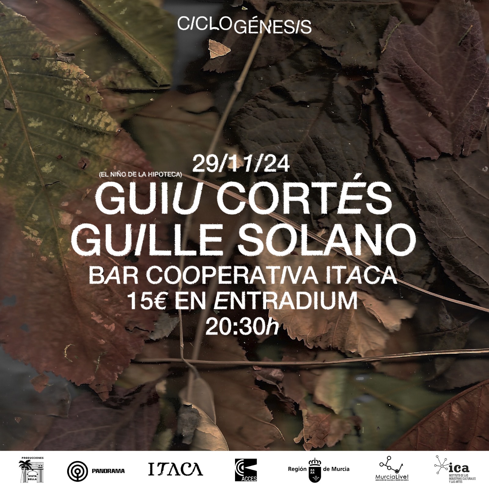 CONCIERTO GUIU CORTÉS - MURCIA - COOPERATIVA ITACA - VIERNES 29 DE NOVIEMBRE